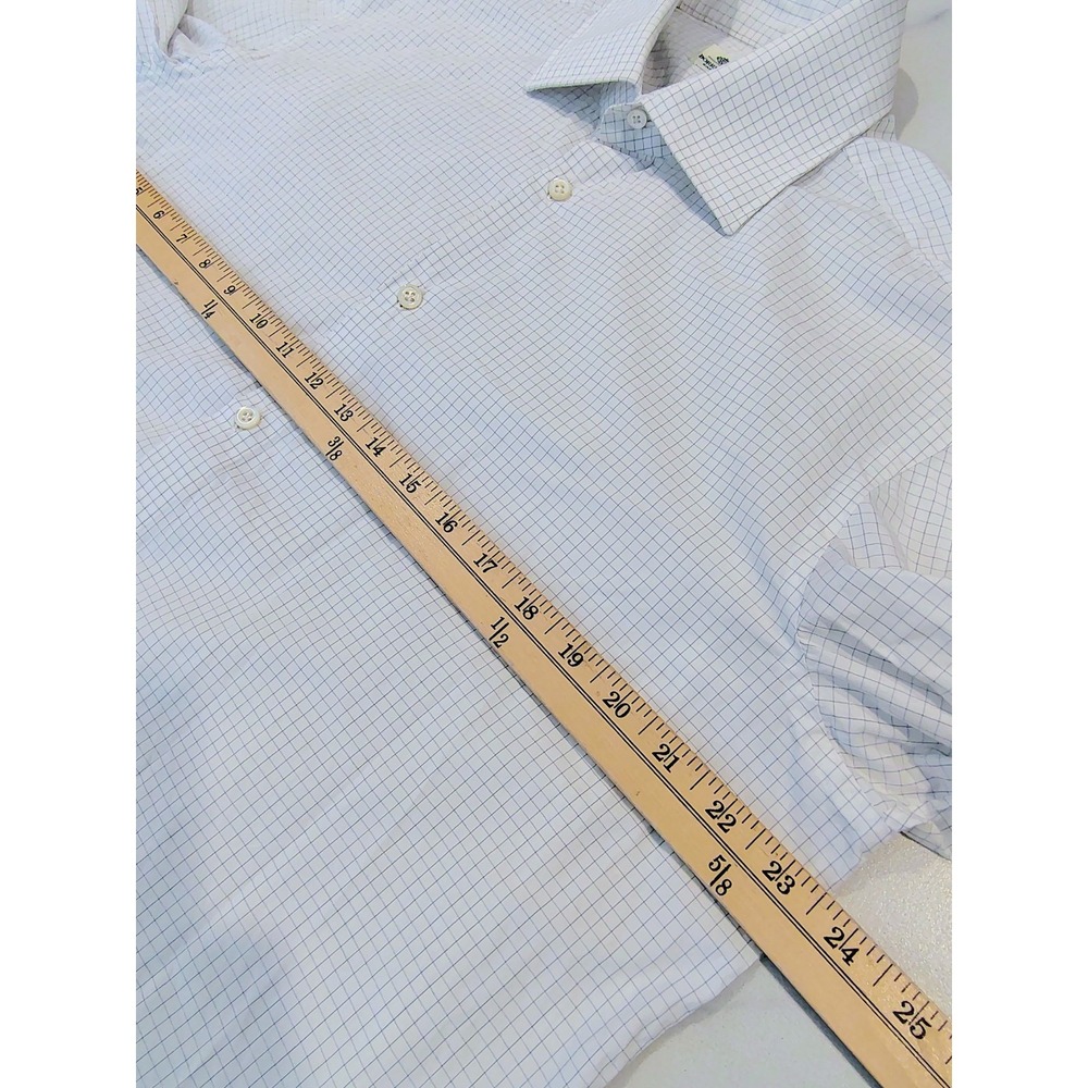 Borrelli Napoli French Cuffs Dress Shirt Mens Plaid 16 Made In Italy - Picture 8 of 13